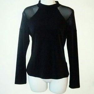 Charlotte Russe Black Top Sheer Shoulders nwt